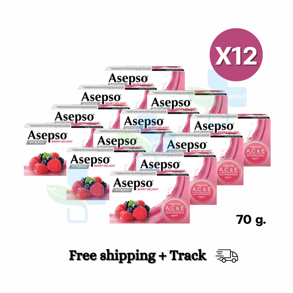 12x Asepso Vitaplus Soap Berry Delight Reduce rashes acne body odor 70g