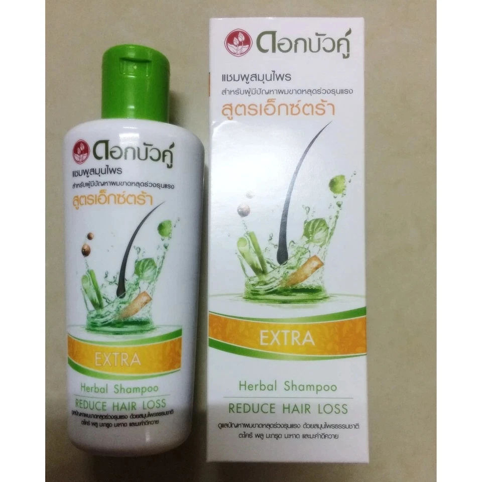 200ml Dok Bua Ku Twin Lotus Extra Herbal Shampoo Reduce Hair Loss