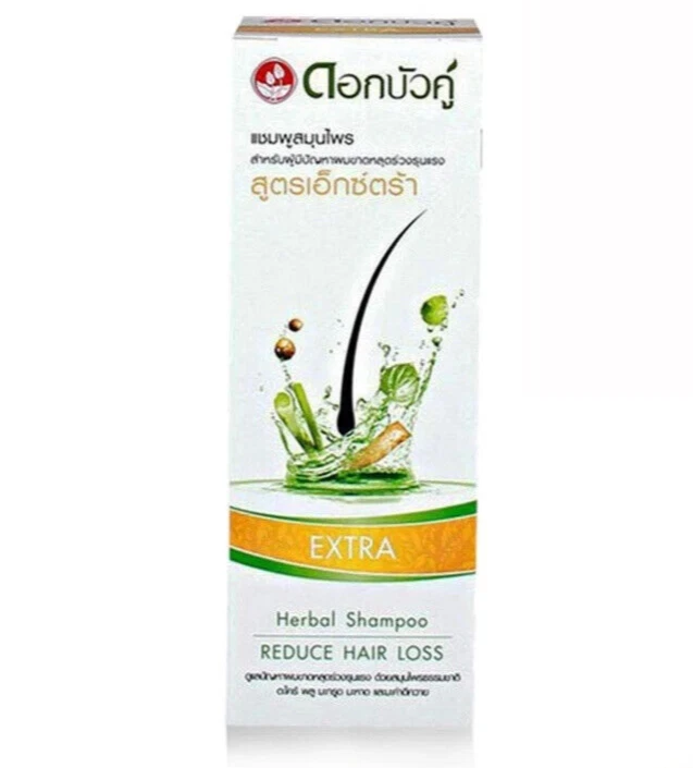 200ml Dok Bua Ku Twin Lotus Extra Herbal Shampoo Reduce Hair Loss