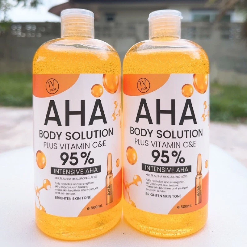2x IV Rich AHA Body Solution 95% Plus Vitamin C E Intensive Skin Brighten 500 ml