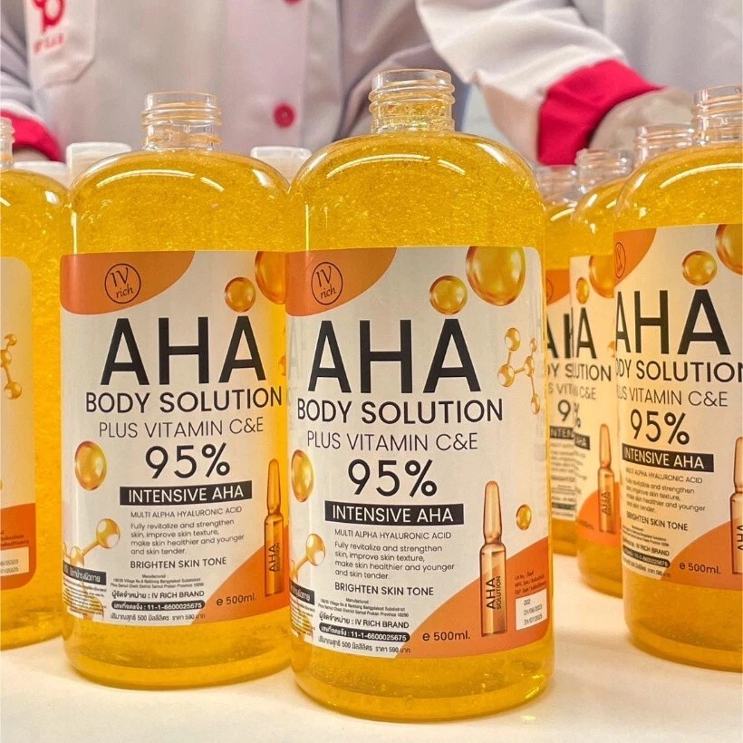 2x IV Rich AHA Body Solution 95% Plus Vitamin C E Intensive Skin Brighten 500 ml