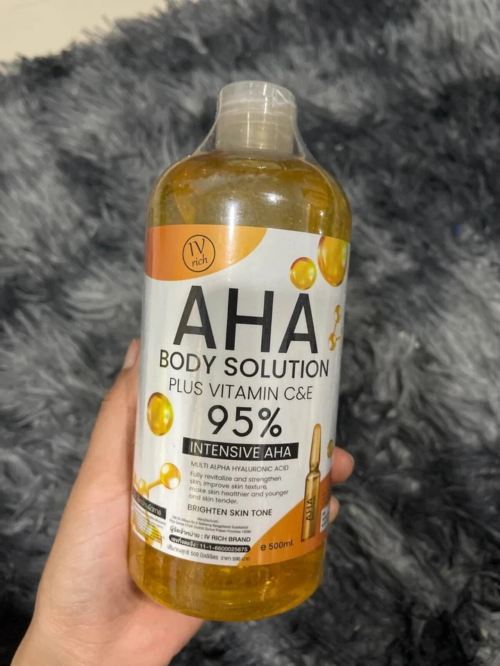 2x IV Rich AHA Body Solution 95% Plus Vitamin C E Intensive Skin Brighten 500 ml