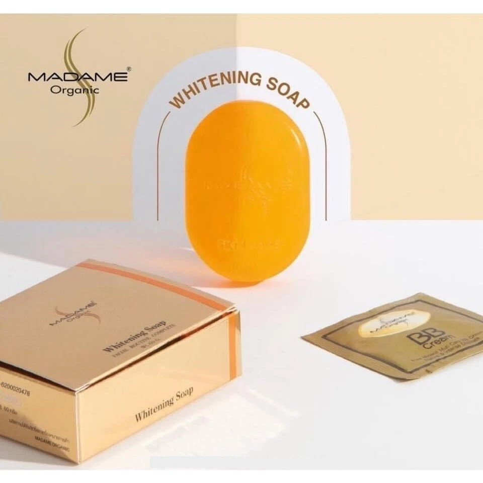 2 x Madame Organic Whiten Bright Soap Remove Spot Acne Freckles Face 60g.