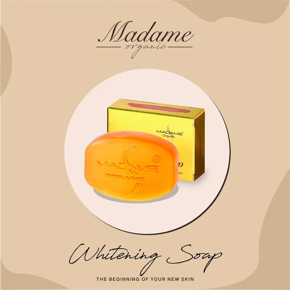 2 x Madame Organic Whiten Bright Soap Remove Spot Acne Freckles Face 60g.