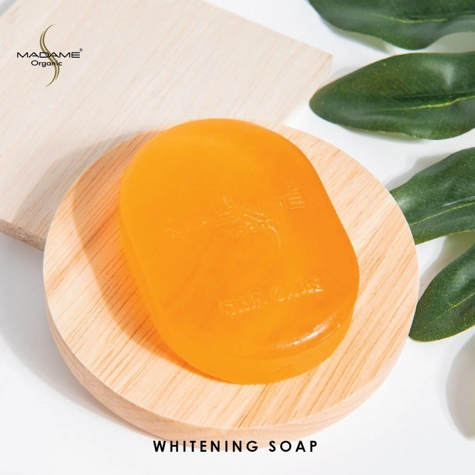 2 x Madame Organic Whiten Bright Soap Remove Spot Acne Freckles Face 60g.