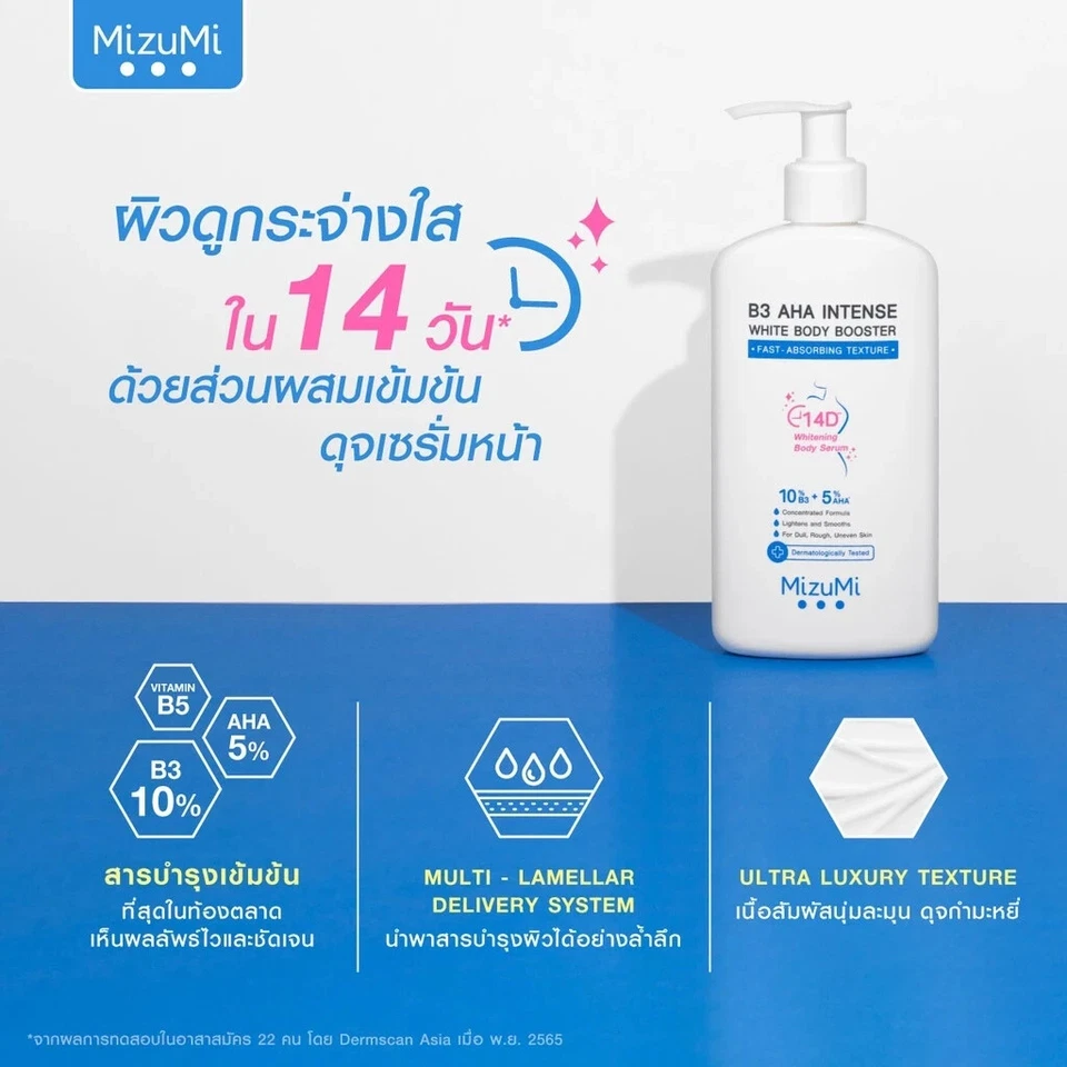 2x MizuMi B3 AHA Intense White Body Booster serum deep skin care smooth 250g