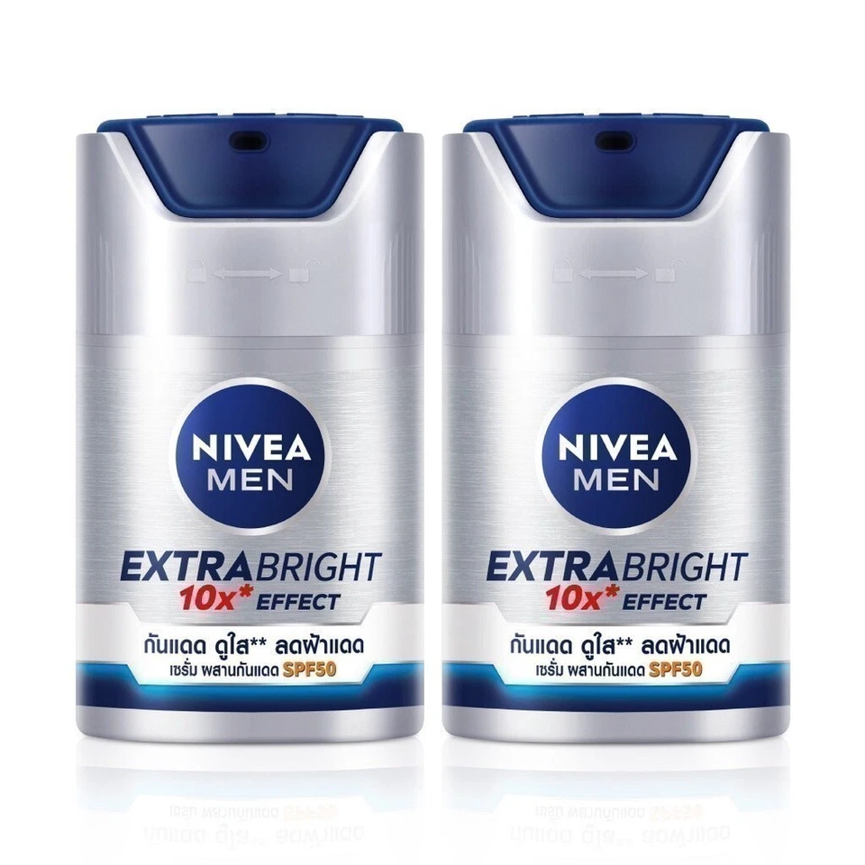 2x Nivea Men Facial Serum Extra Bright sunscreen SPF50 50 ml