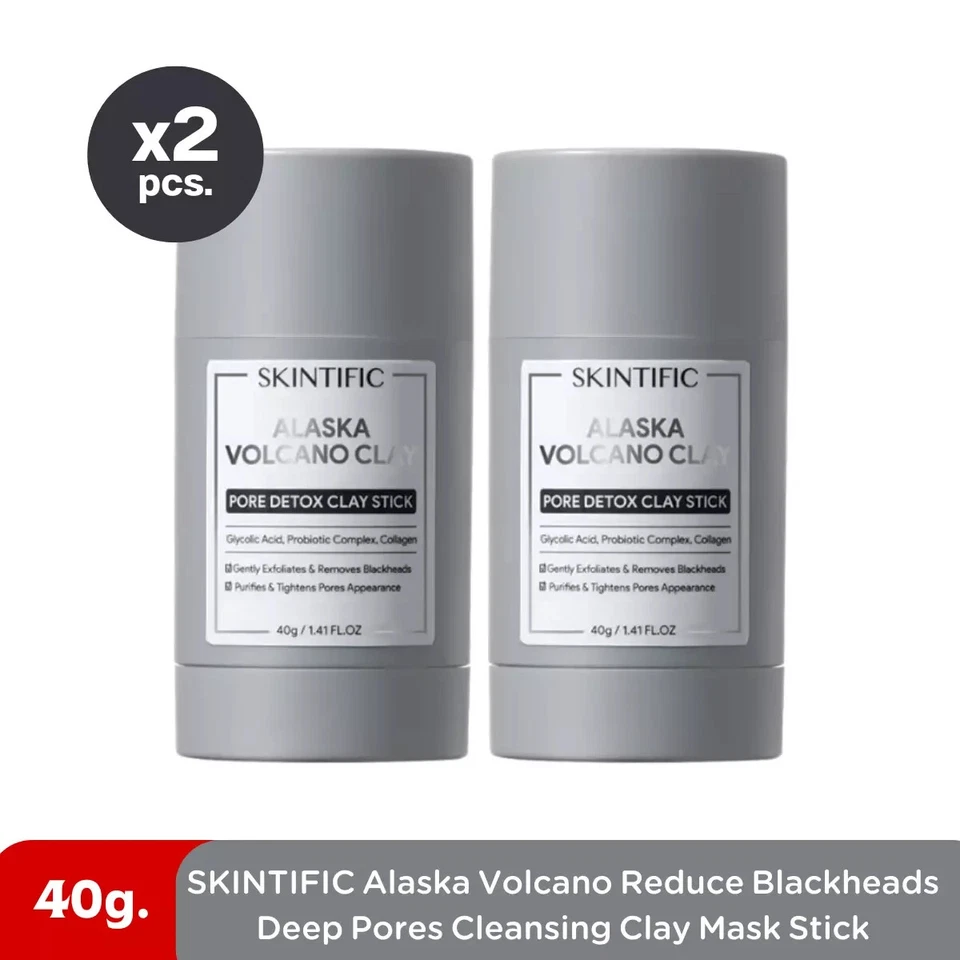 2 x SKINTIFIC Alaska Volcano Clay Mask Glycolic Detox Skin Clean Pores Blackhead