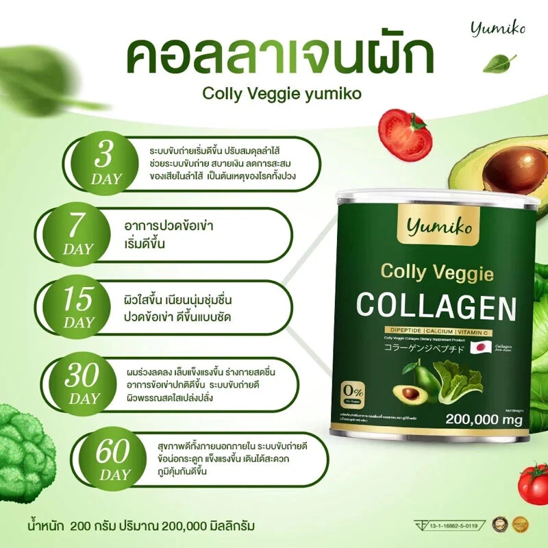2x Yumiko Colly Veggie Collagen Dipeptide Powder High Fiber Anti-Aging Skin 200g