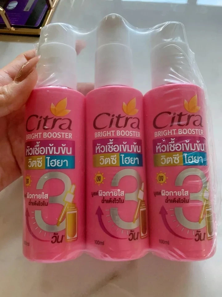 3x Citra Bright Booster Vitamin C Hya Uv Protection Radiant Skin 100ml.