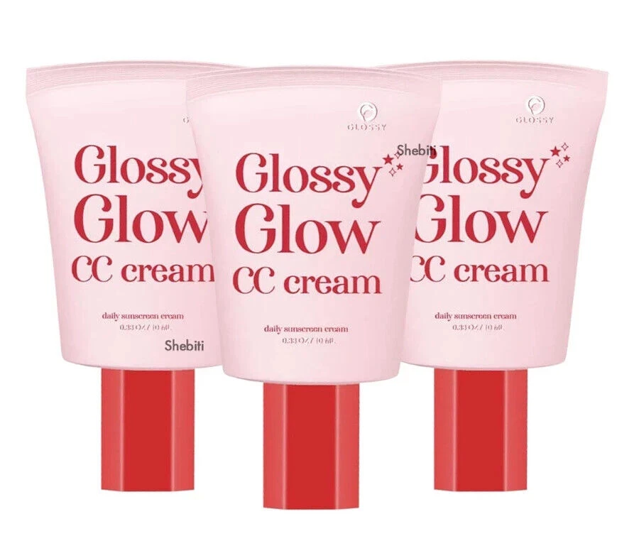 3x Glossy Glow CC Cream UVA/UVB Sunscreen Waterproof Nourish SPF50 PA+++ 10g.