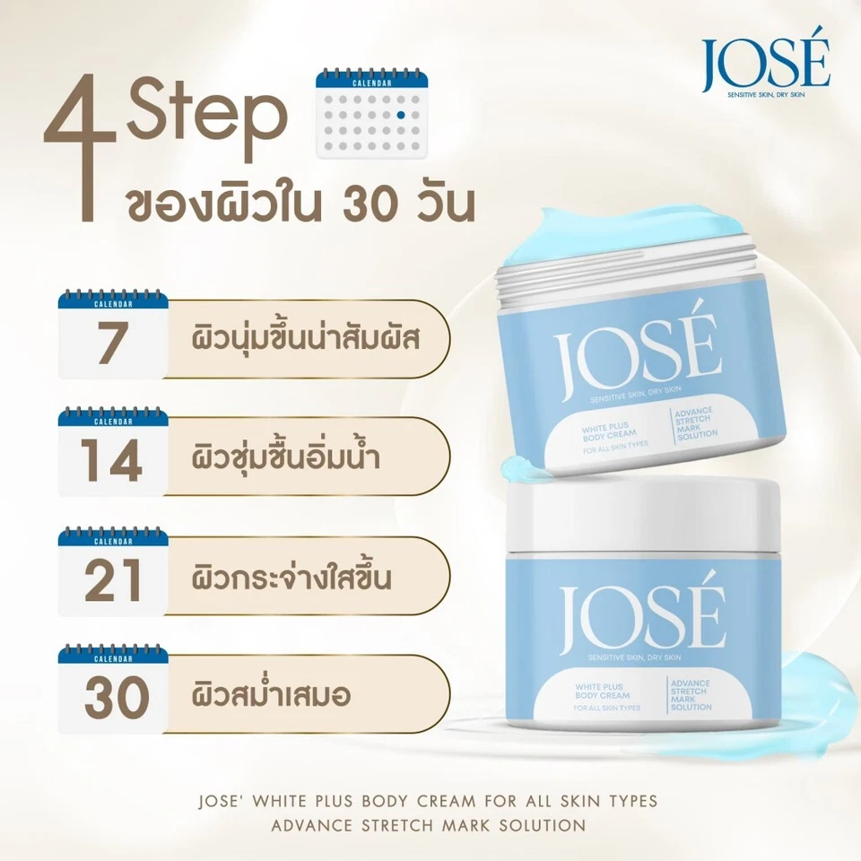 3x Jose White Plus Body Cream lotion for smooth stomach skin care mother's cream